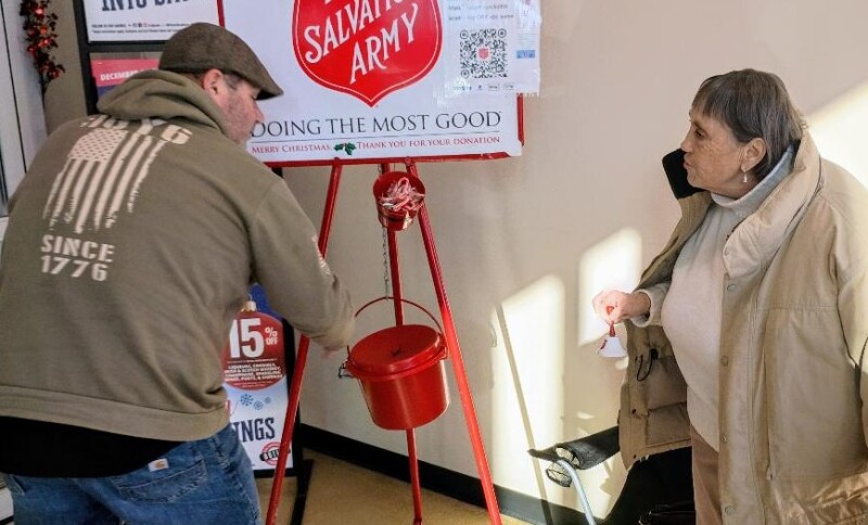 At her Salvation Army bell ringing station, spirits were high and donors were cordial