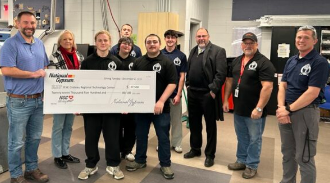 R.W. Creteau Tech gets huge Christmas gift of  $27,500 from National Gypsum