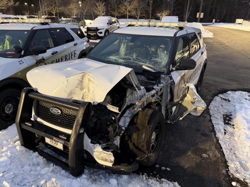 Sheriff's deputy hurt when his cruiser rear-ends pickup in Waterboro